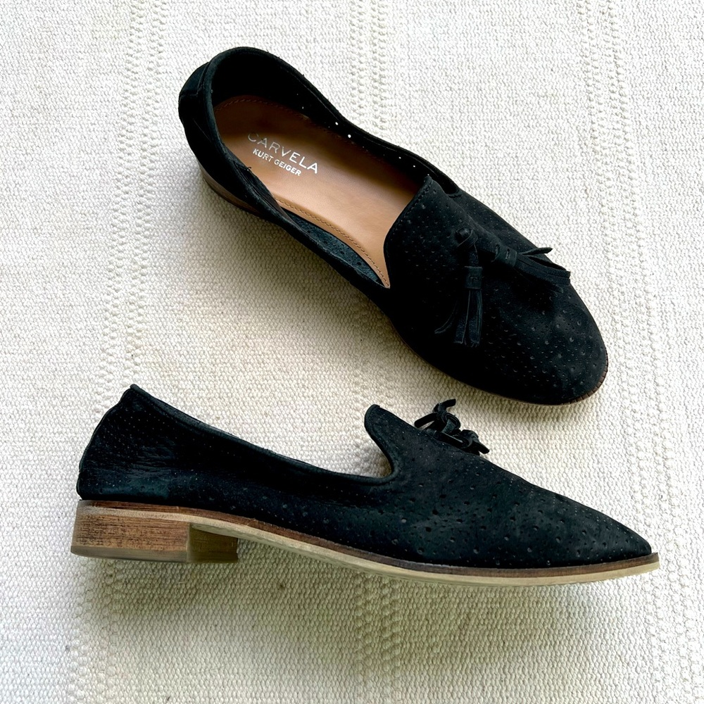 Carvela Kurt Geiger Tassel Perforated Loafers Black Size 39